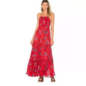 FREE PEOPLE Red Floral Maxi Dress Sz Large NWT !!